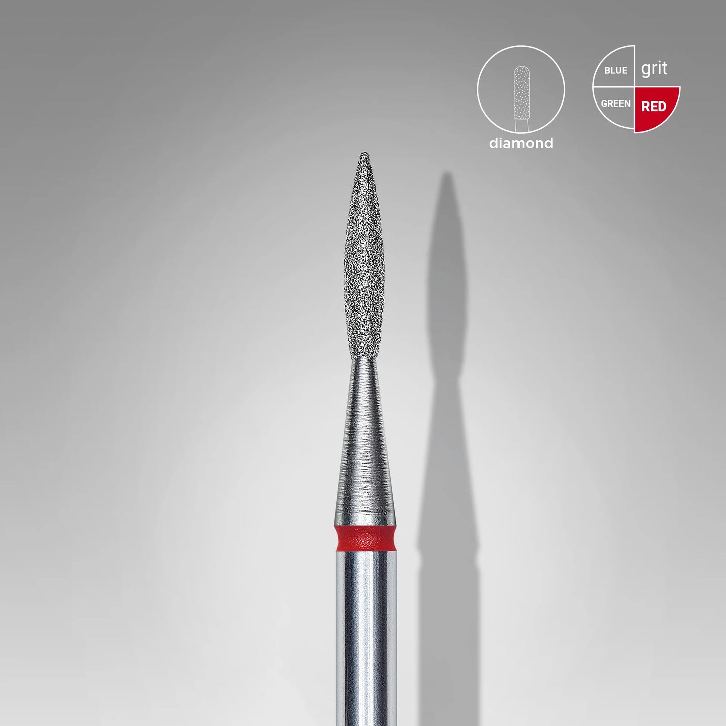 Алмазная фреза STALEKS "остроконечное пламя" красная, диаметр 1,6 мм / 8 мм