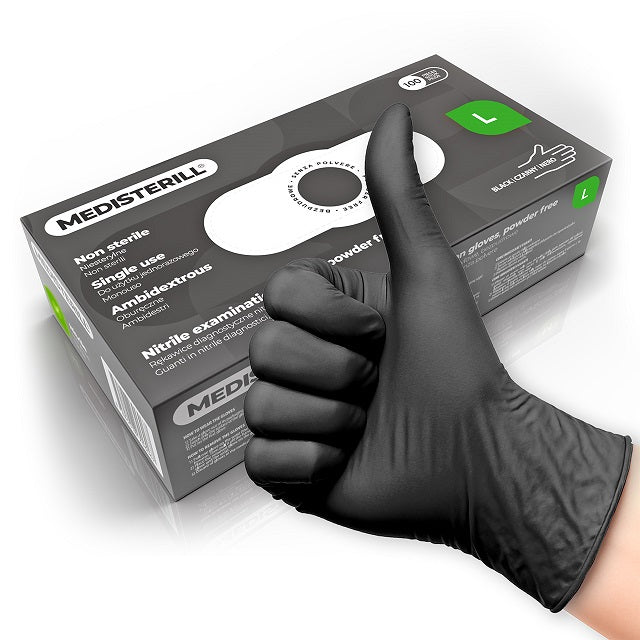 MEDISTERILL Schwarze Nitrilhandschuhe L, 100 Stk.