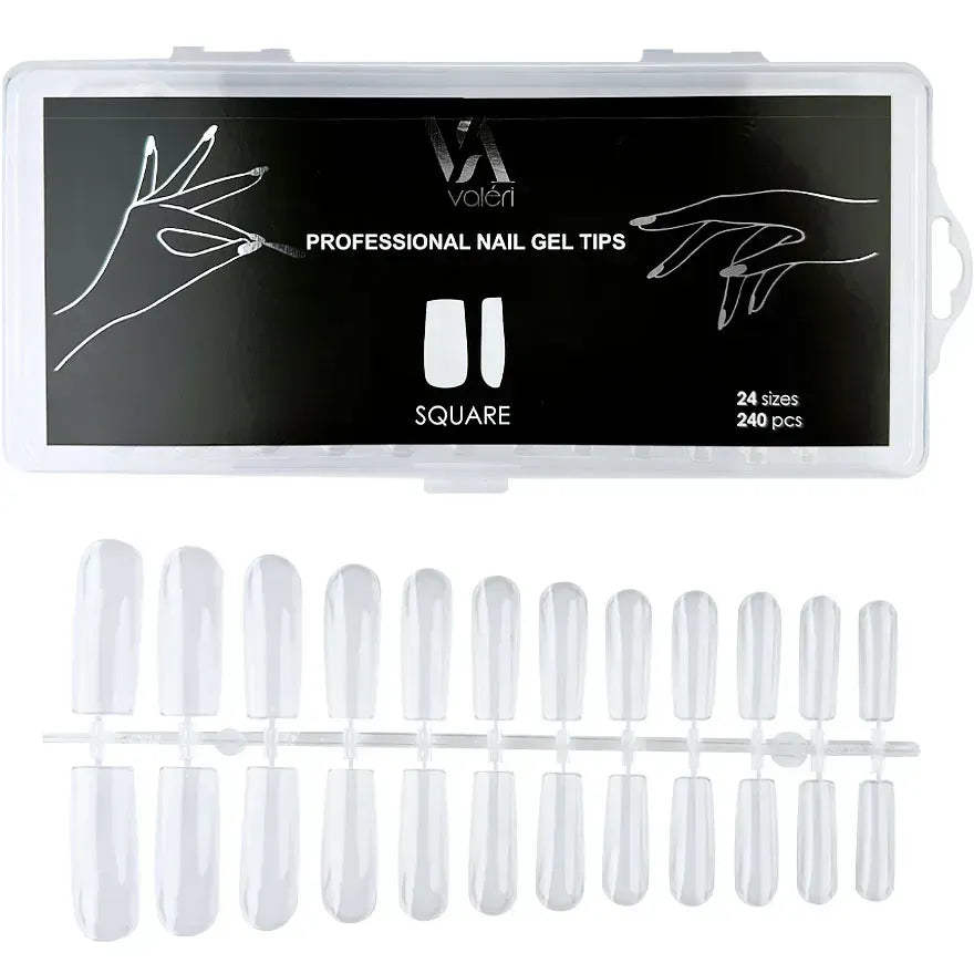 PROFESSIONAL NAIL GEL TIPS VALERI, SQUARE 240pcs