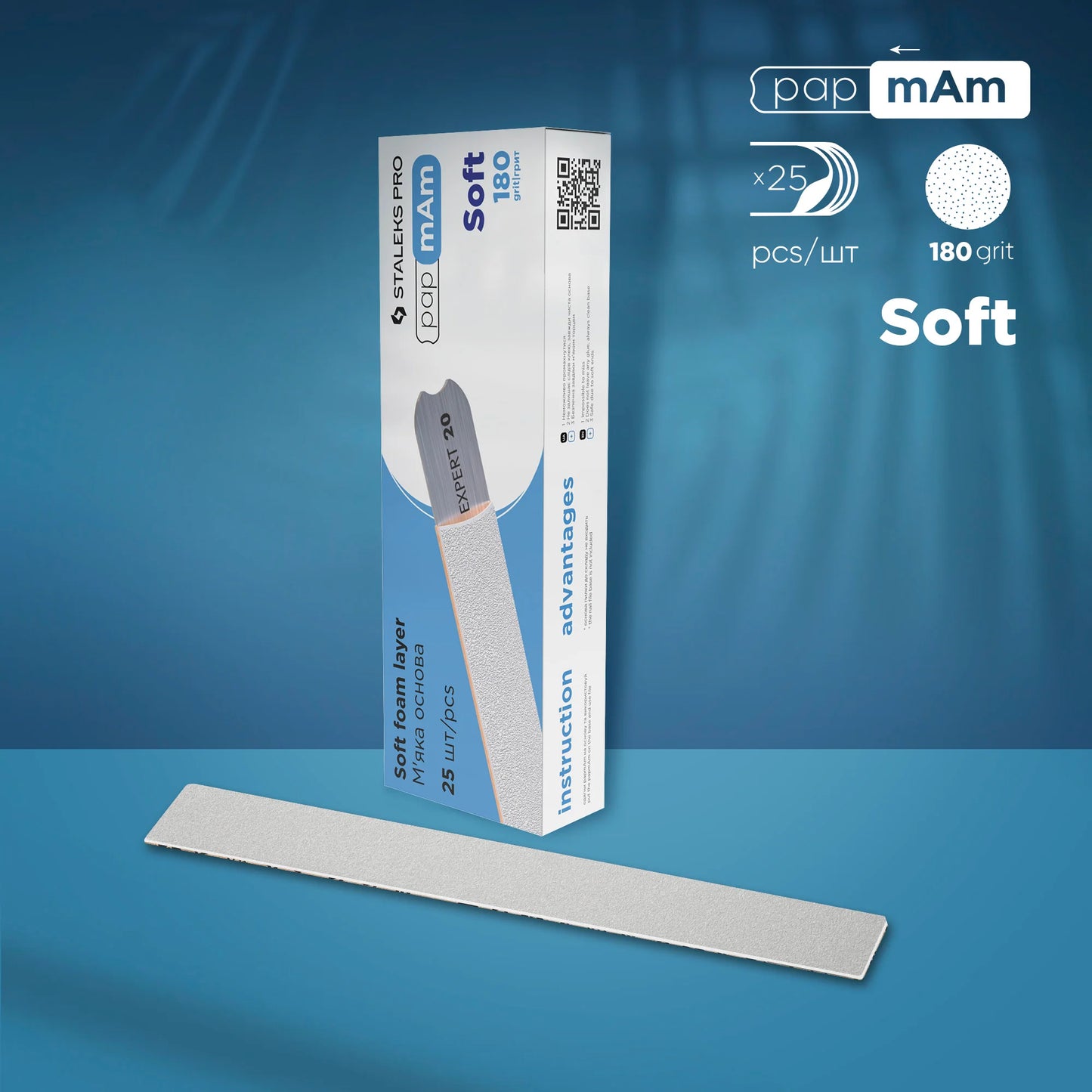 Weiße Einweg-PapmAm-Feilen Soft EXPERT 20 (25 Stück), 180gritt