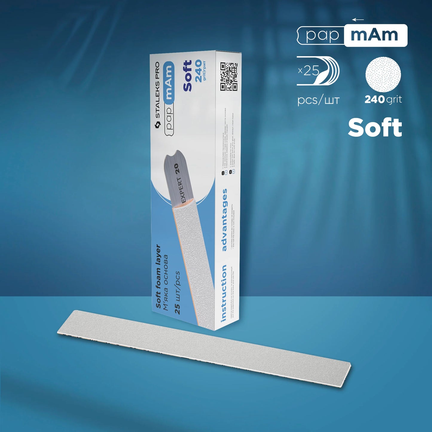 Weiße Einweg-PapmAm-Feilen Soft EXPERT 20 (25 Stück), 240gritt