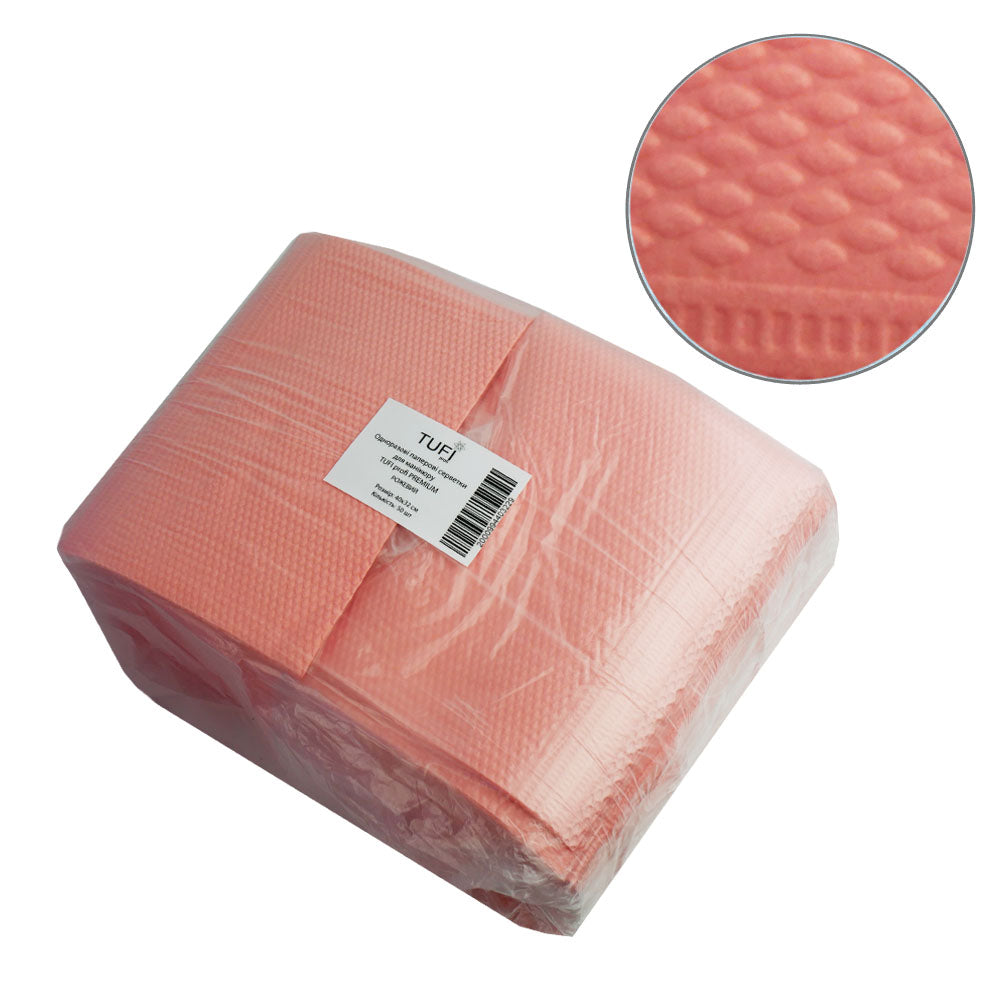 Papiermatten für die Maniküre TUFI profi PREMIUM Einweg laminiert feuchtigkeitsbeständig rosa 40x32 cm 50 Stück