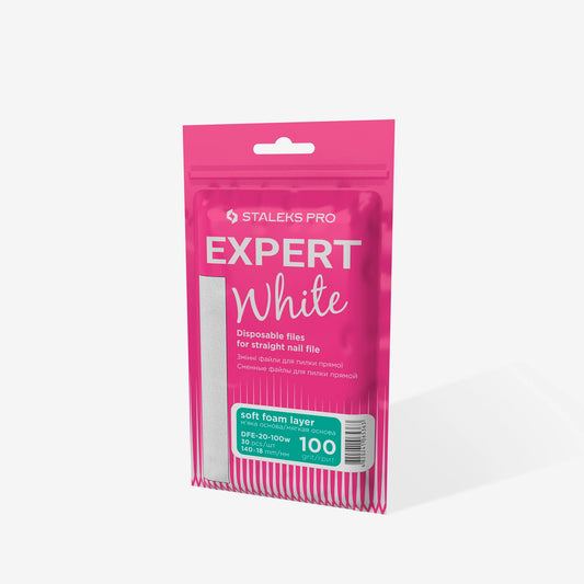 Weiße Einwegfeilen für gerade Nagelfeile Soft EXPERT 20 (30 Stück) 100grit
